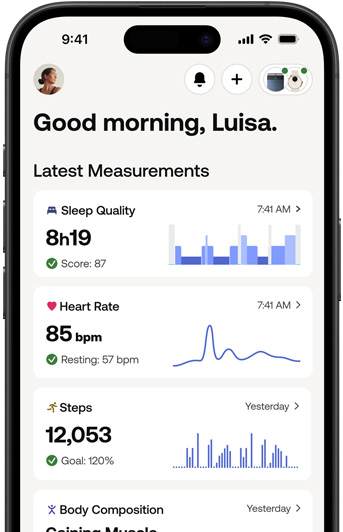 iPhone exibindo o app Withings.