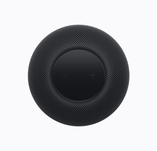 Vista superior exterior de un HomePod en color medianoche