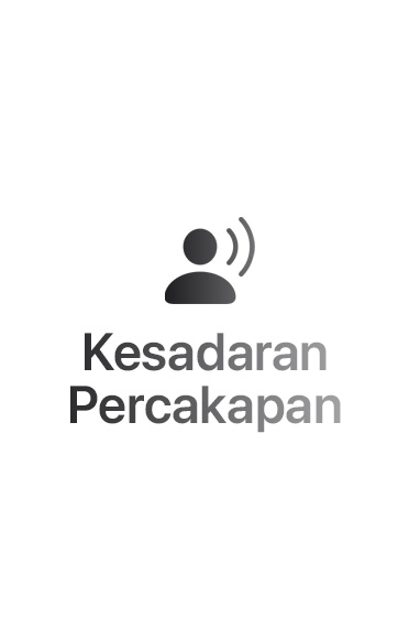 Gelombang suara sekitar, atas, dan bawah, teks di bagian tengah: Kesadaran Percakapan