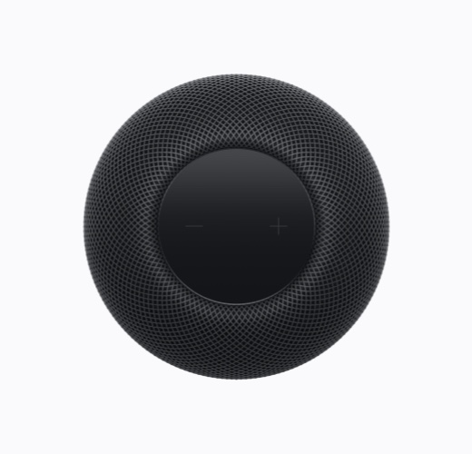 以俯視圖展示午夜色 HomePod 機身