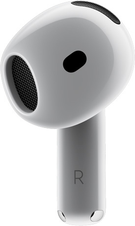 AirPods 4 προβάλλοντας την μπροστινή όψη του AirPod, δείχνοντας προς τη Σωματική φυσική κατάσταση.