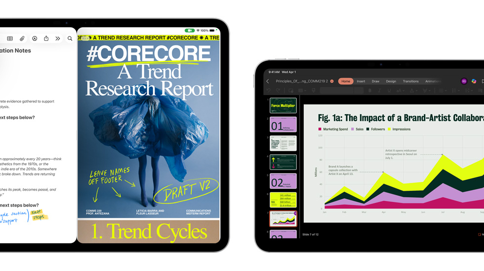 Notes and a presentation shown on multiple screens.