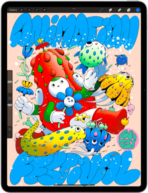App Procreate affichée sur un iPad Air