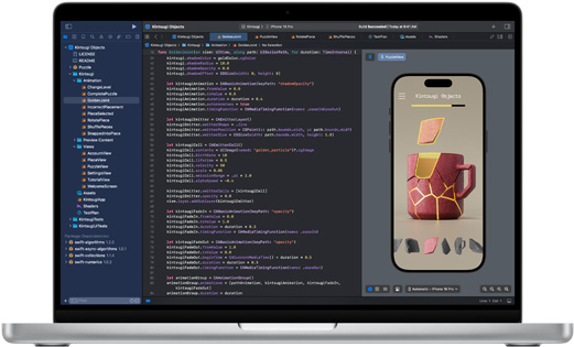 App Xcode affichée sur un MacBook Pro
