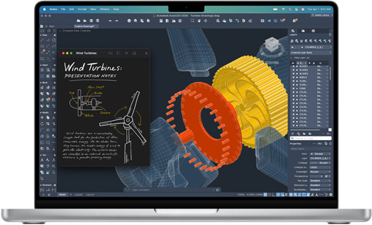 App Autodesk AutoCAD affichée sur un MacBook Pro