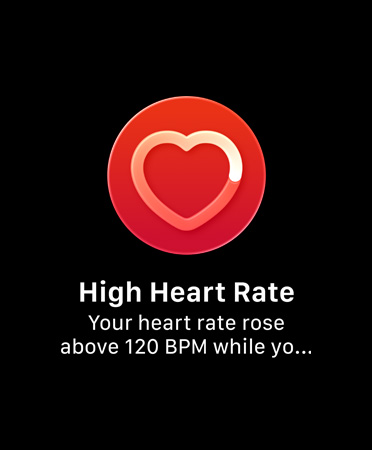 Heart rate notification, red circle, centered heart icon