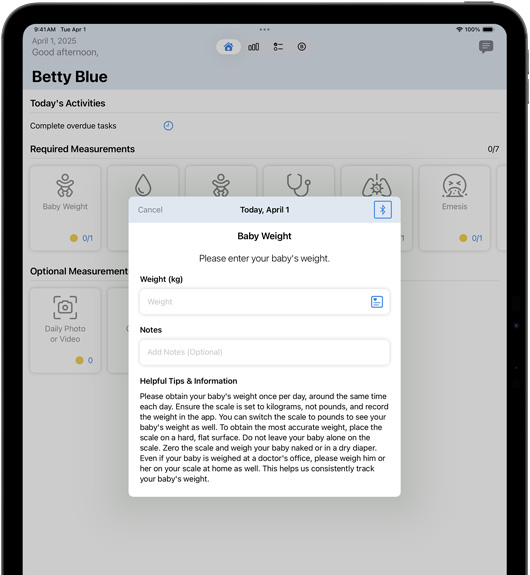 Appen Locus Health visas på iPad.