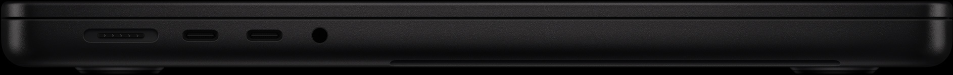 Vasak pool: MagSafe, kaks Thunderbolti liidest ja kõrvaklapipesa