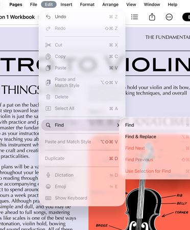 Nahaufnahme der Menüleiste mit Optionen für Rückgängig, Wiederholen, Ausschneiden, Kopieren, Einfügen und mehr